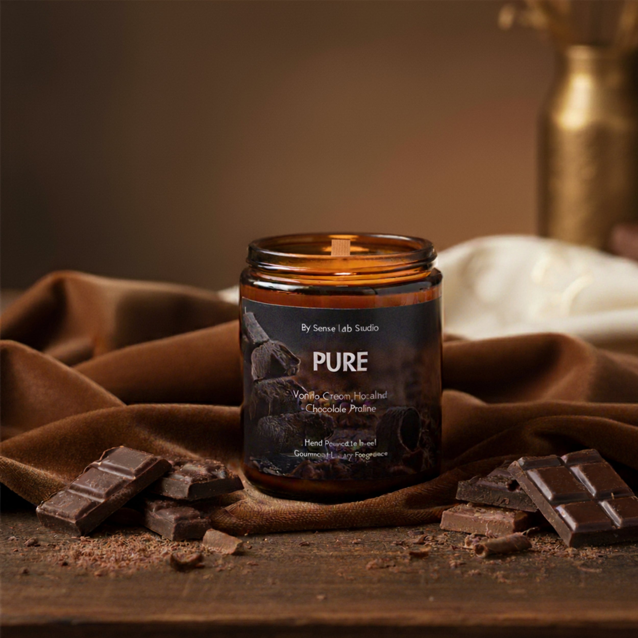 PURE - נר ריחני איכותי בניחוח שוקולד | 100% שעוות סויה