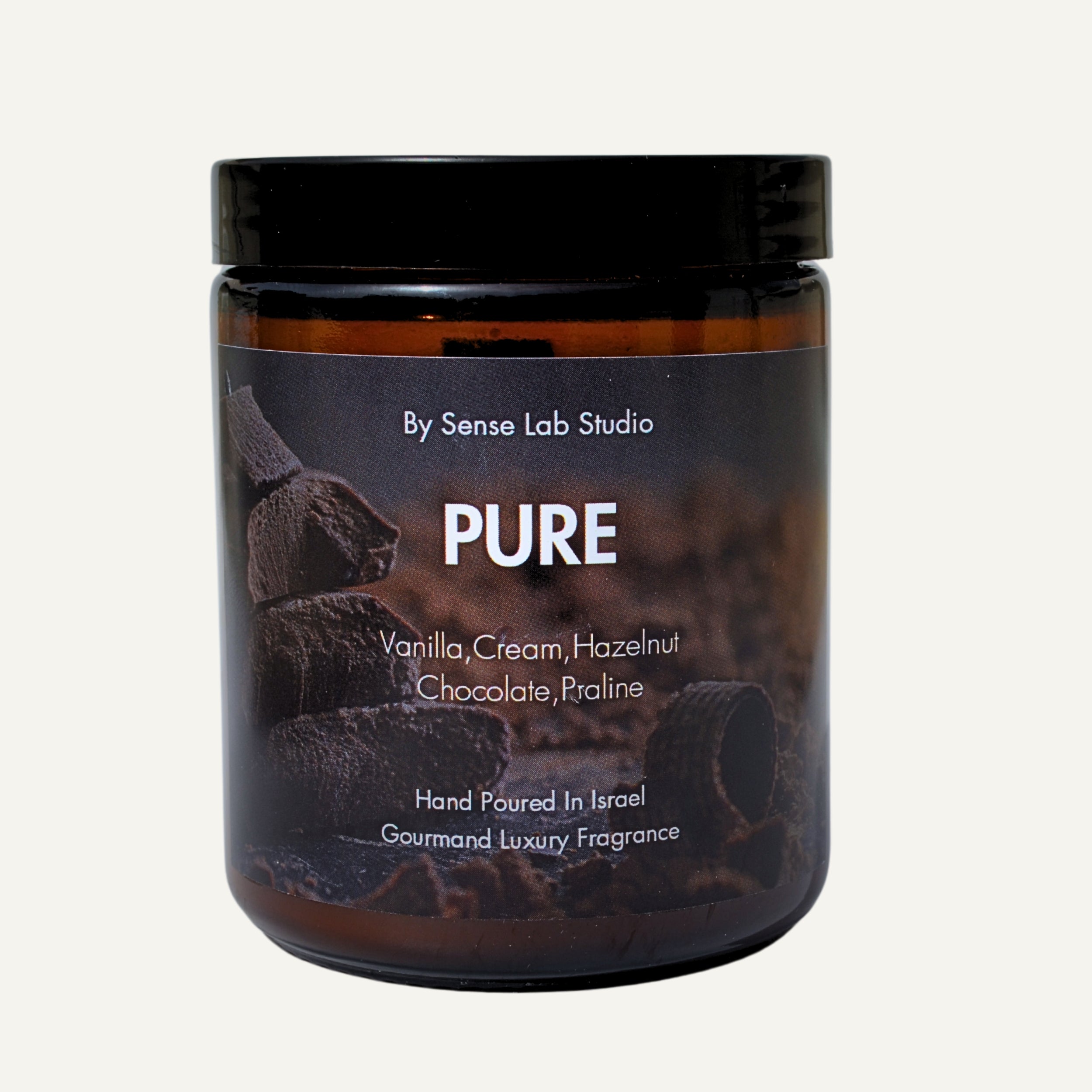 PURE - נר ריחני איכותי בניחוח שוקולד | 100% שעוות סויה