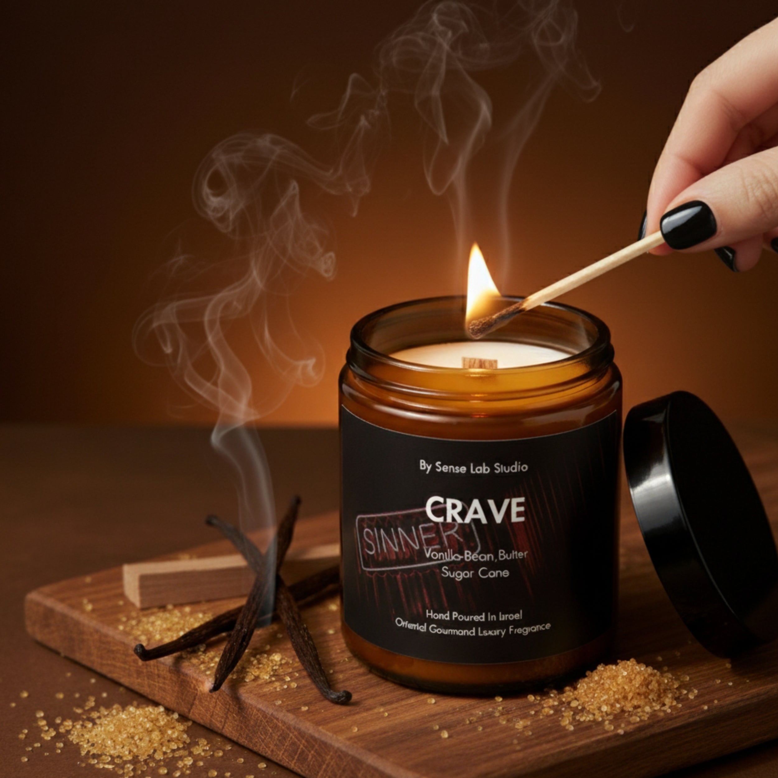 CRAVE - נר ריחני איכותי בניחוח וניל וחמאה | 100% שעוות סויה