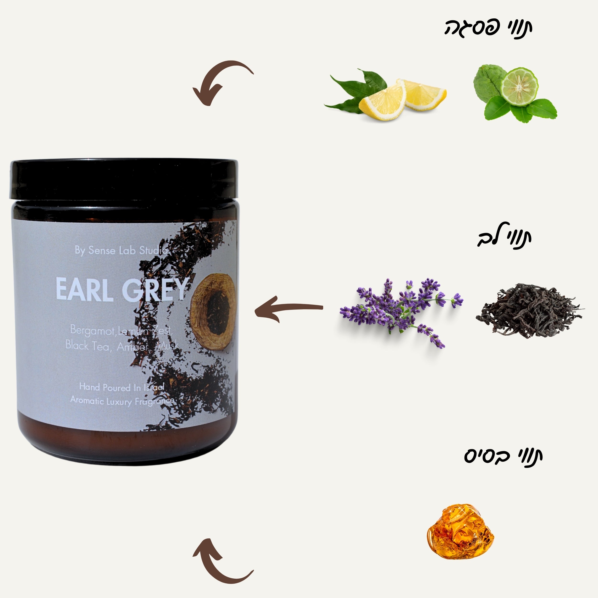 EARL GREY - נר ריחני איכותי בניחוח ארל גריי | 100% שעוות סויה