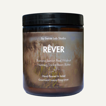 Rêver - נר ריחני איכותי בניחוח לחם בננה | 100% שעוות סויה