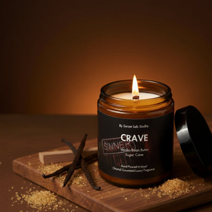 CRAVE - נר ריחני איכותי בניחוח וניל וחמאה | 100% שעוות סויה