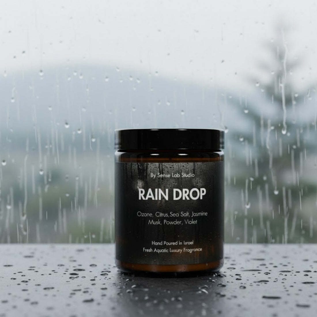 RAIN DROP - נר ריחני איכותי בניחוח חורפי | 100% שעוות סויה