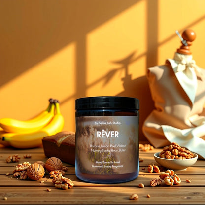Rêver - נר ריחני איכותי בניחוח לחם בננה | 100% שעוות סויה
