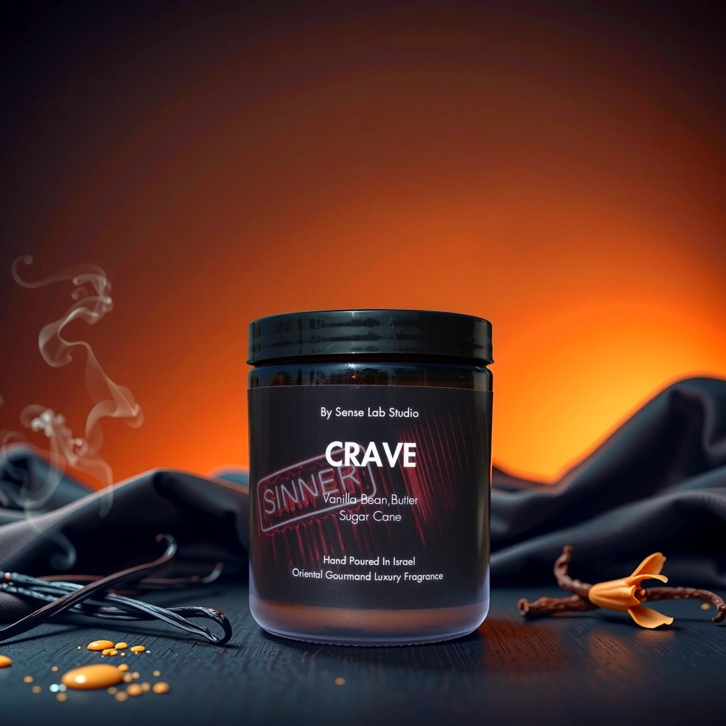 CRAVE - נר ריחני איכותי בניחוח וניל וחמאה | 100% שעוות סויה