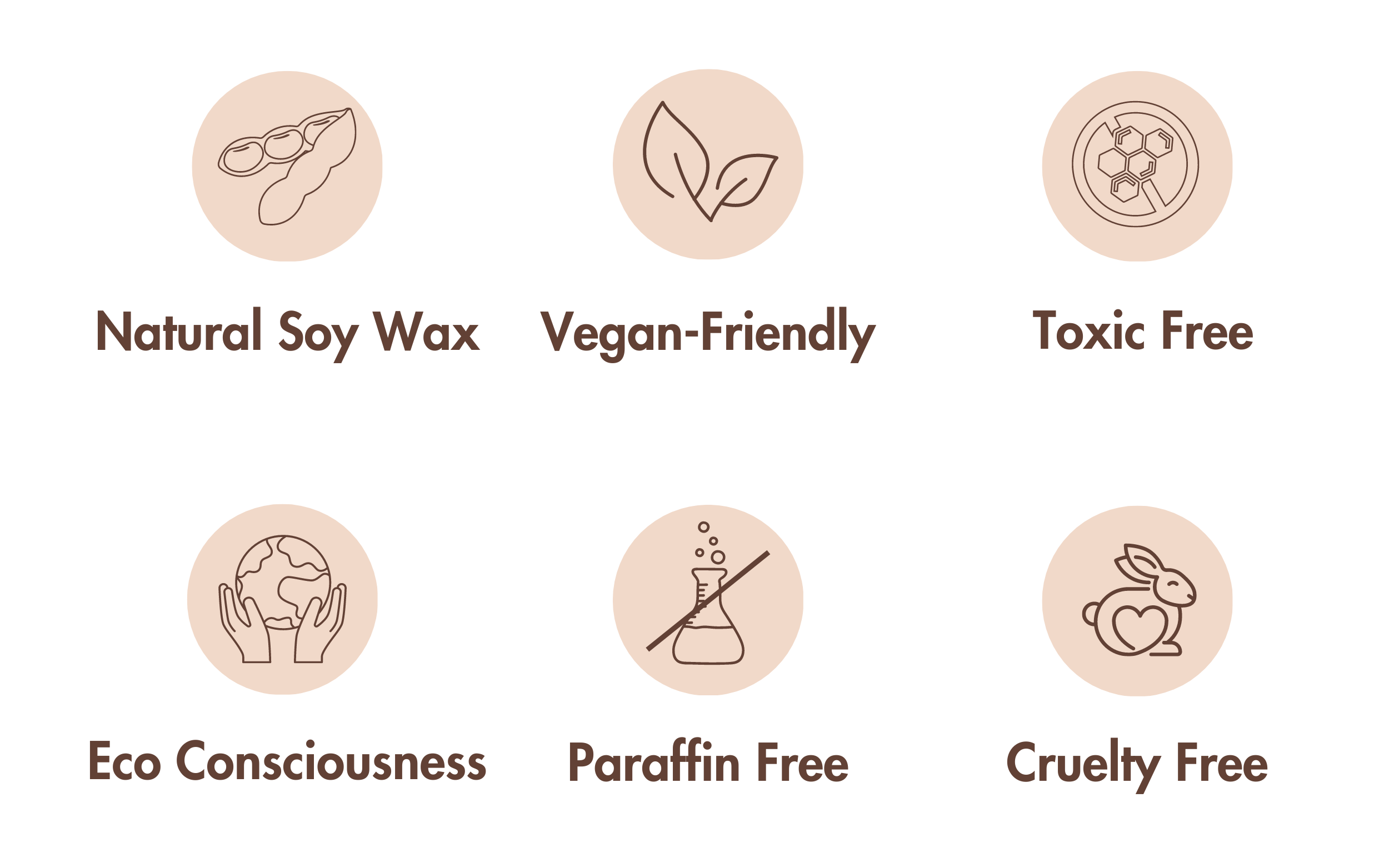 our values - natural soy wax - eco cinsciousness - vegan friendly - parafin free - toxic free - cruelty free