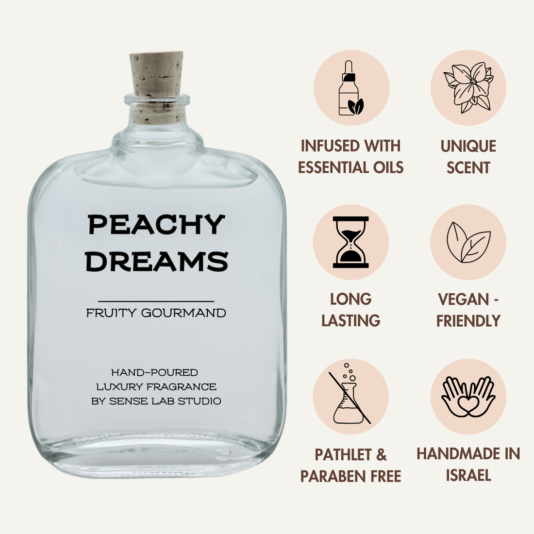 Peachy Dreams - מפיץ ריח (דיפיוזר) Reed Diffusers sense lab studio