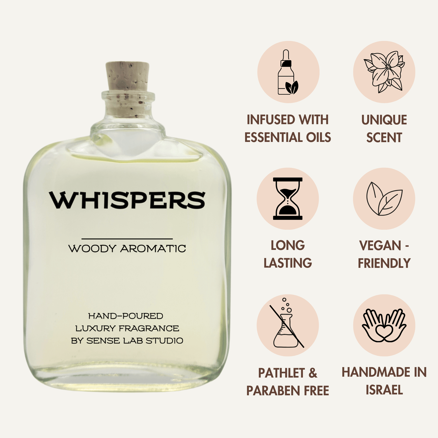 Whispers - מפיץ ריח (דיפיוזר) Reed Diffusers sense lab studio