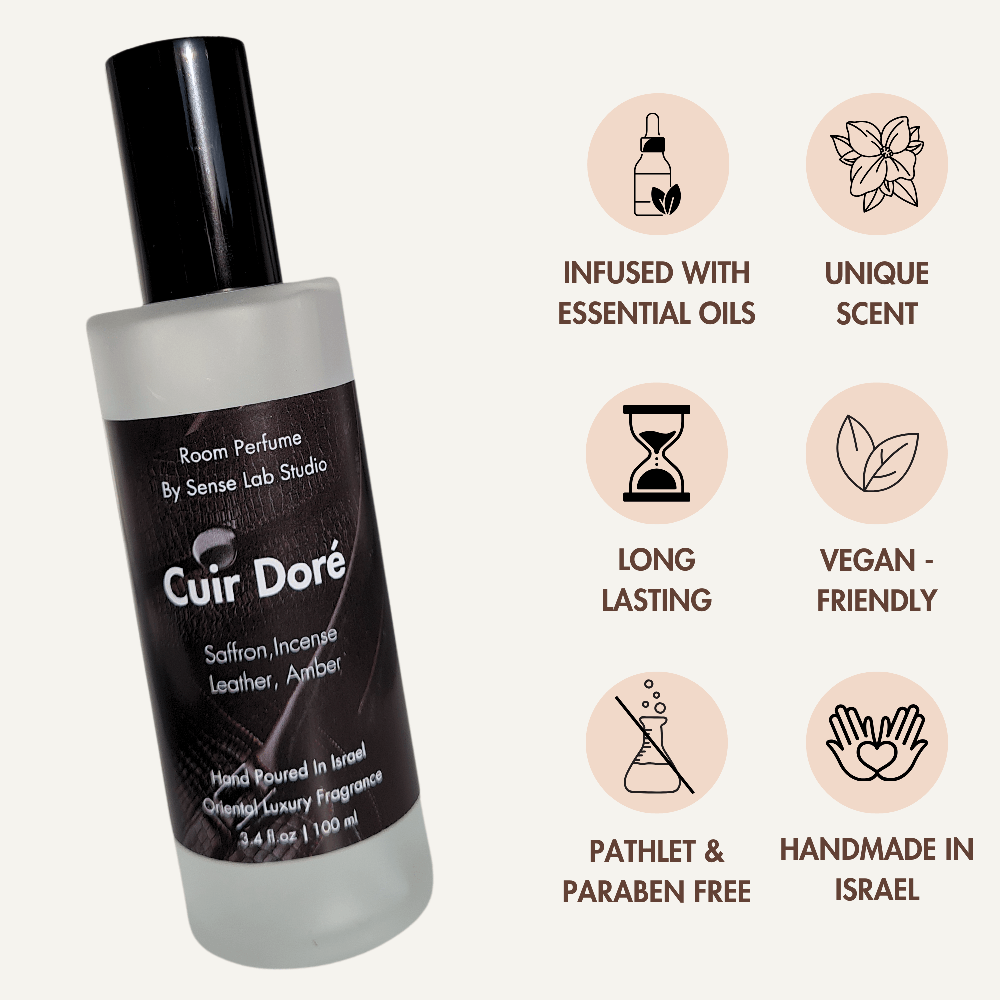 Cuir Doré  - מבשם חלל מרוכז Room Spray sense lab studio