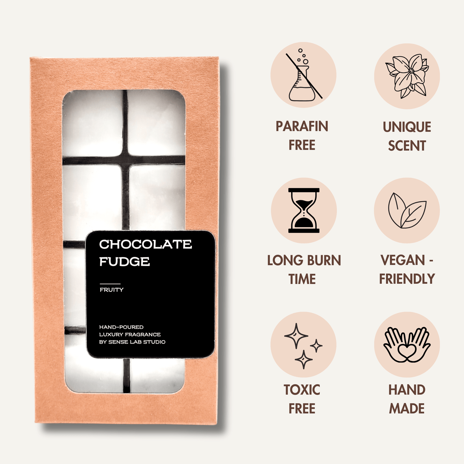 Chocolate Fudge - קוביות שעווה מפיצות ריח wax melts sense lab studio